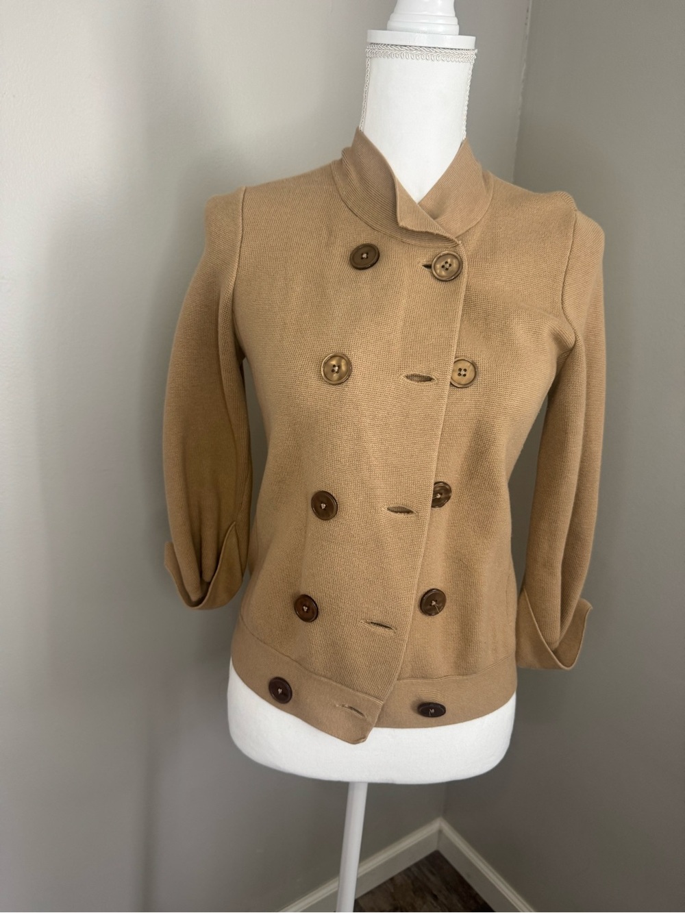 Talbots Double-Breasted Camel Peacoat Jacket